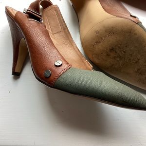 Luxury Rebel Leather and Linen Slingback Women’s Size 8